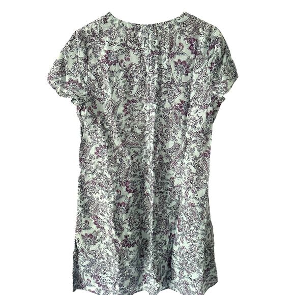 J. Jill Love Linen Blue and Purple Floral Paisley Short Sleeve Shift Dress M - Picture 2 of 9